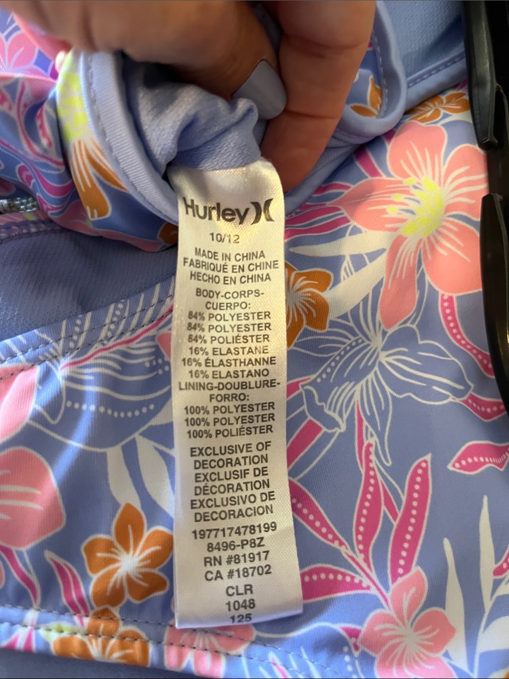 Hurley Girls Lavender Pink and Orange Floral 2 Piece Swim Set - Picture 7 of 12